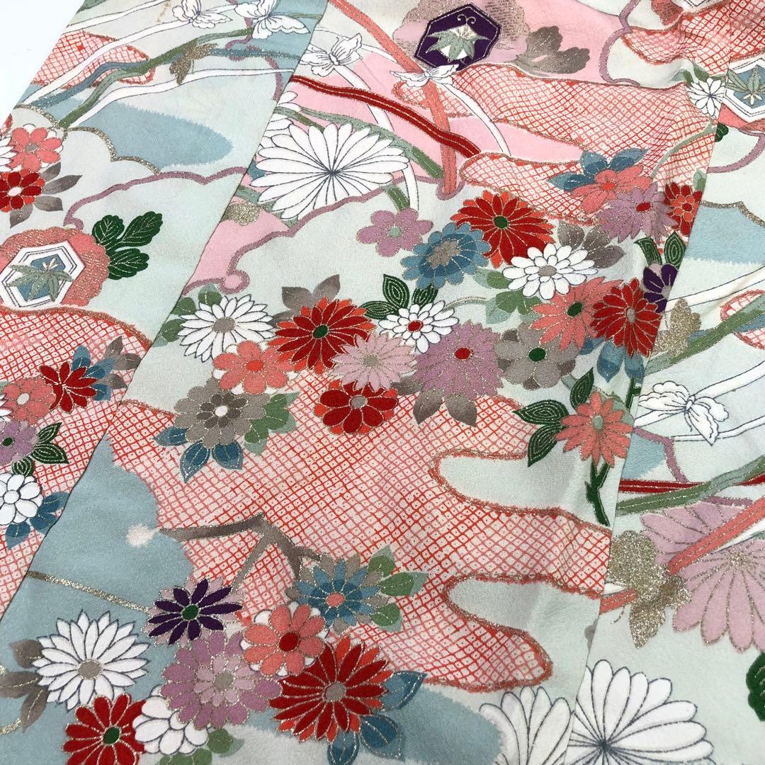 子供着物 アンティーク 七五三 3歳 花柄模様 CK-7367