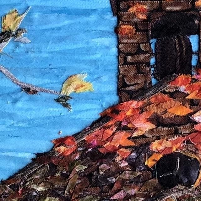 F8　美術館　コラージュ　アート作品　布の絵