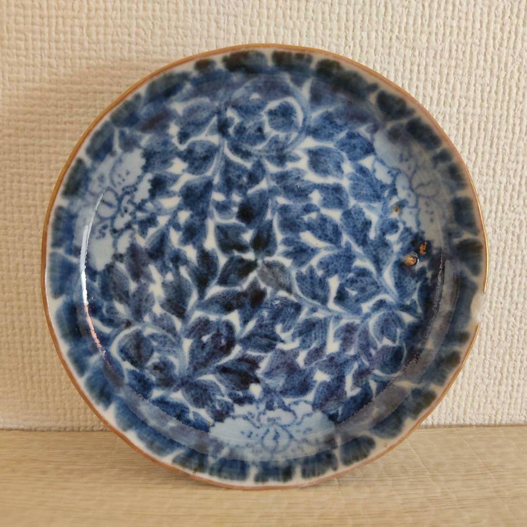 お値下げしました、2枚組　古伊万里　全面牡丹唐草文　小皿