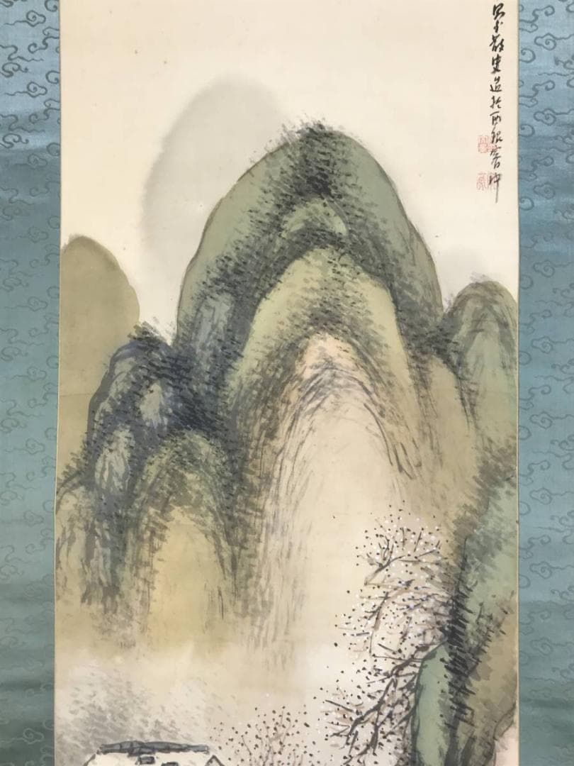 真作/泥谷文景/梅屋山渓図/梅花図/春景図/幽居図/掛軸/名家伝来/AE-11