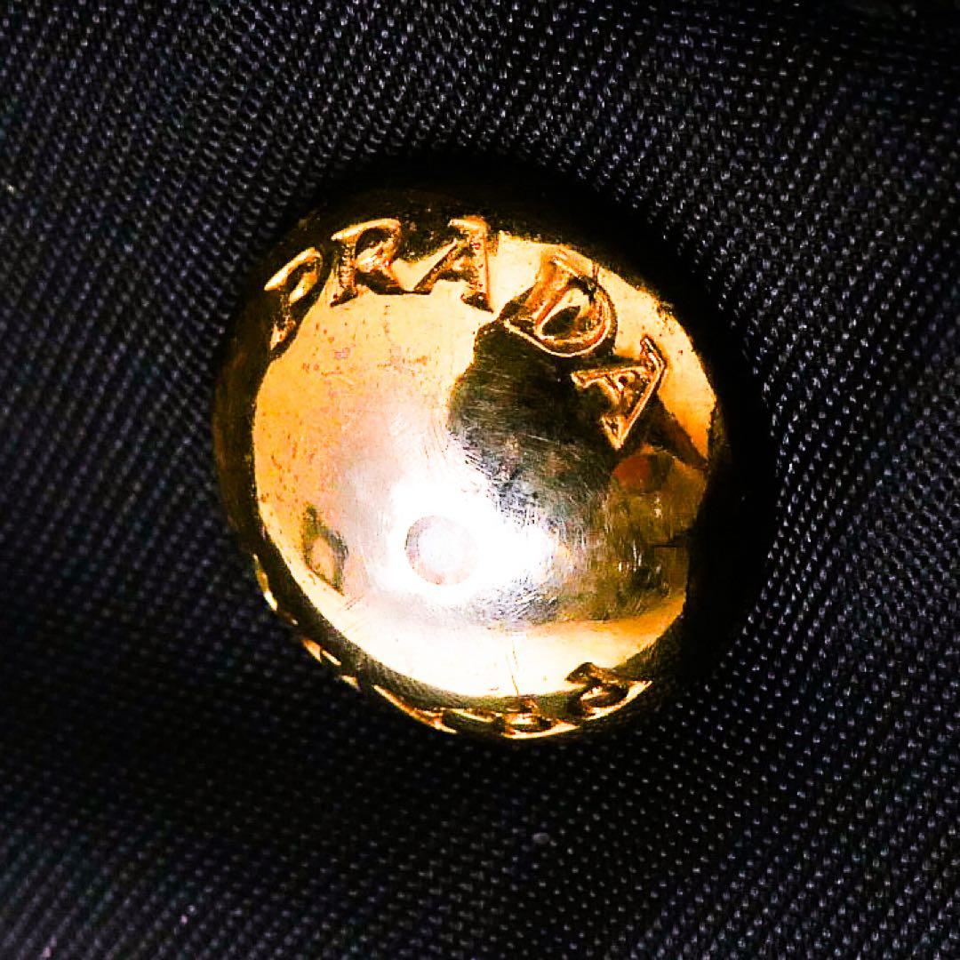 超美品 PRADA プラダ ブラック ナイロン レザー ハンドバッグ ギャザー