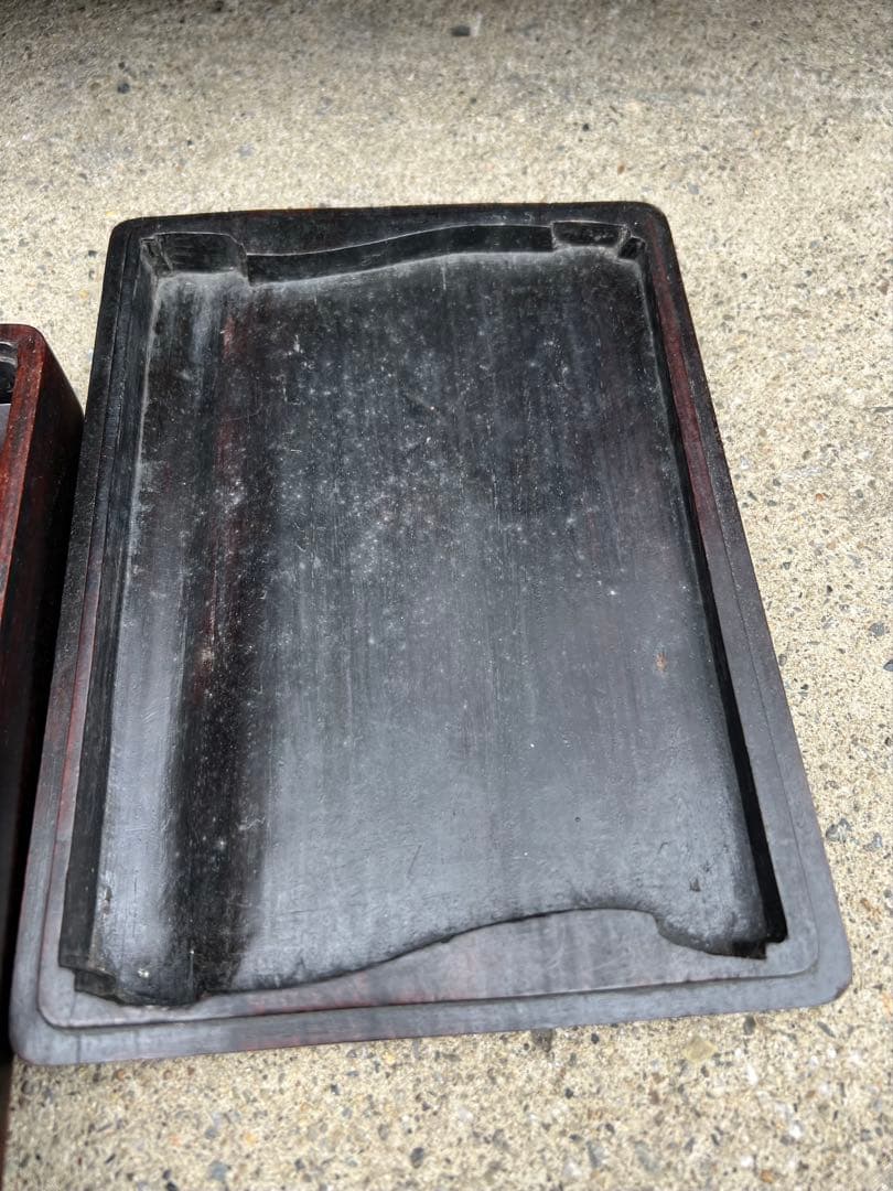 文房具，清時代山水人物書巻型緑端硯