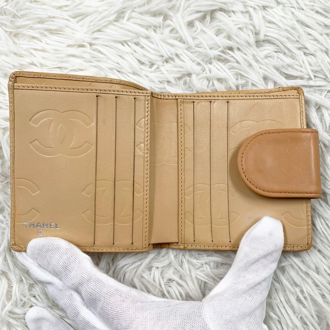 【✨極美品 ✨】 シャネル 二つ折り財布 カンボンライン マトラッセ ベージュ