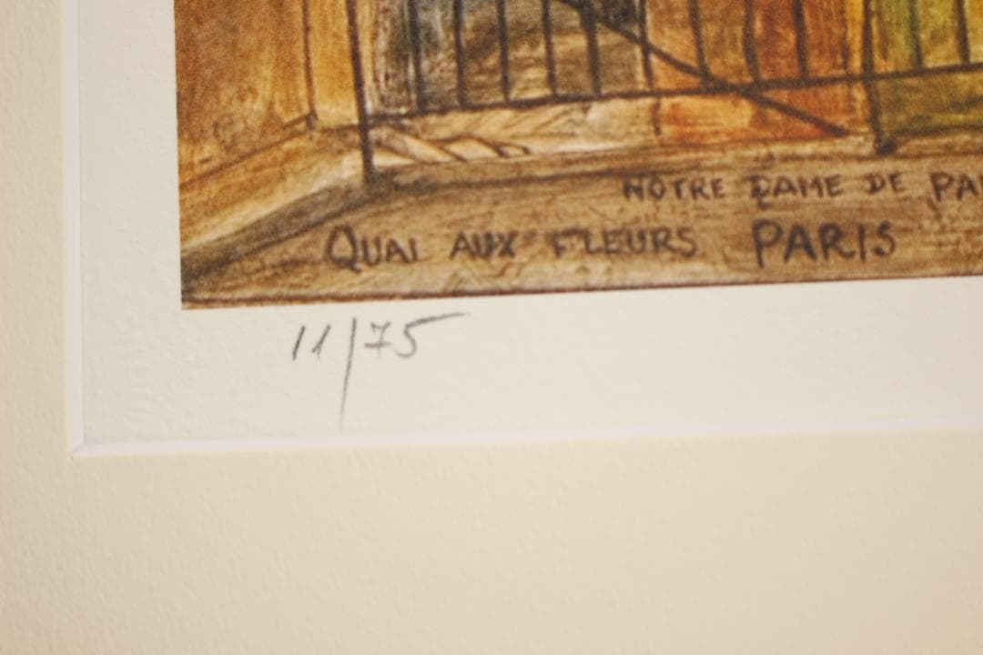 藤田嗣治 リトグラフ「フルール河岸ノートルダム大聖堂」 75部限定 11/75