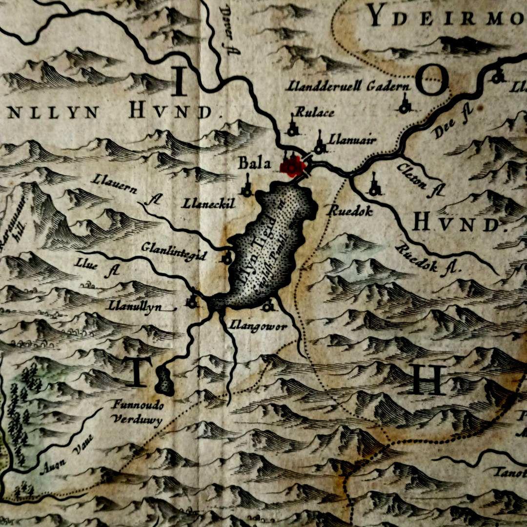 額装品　西洋古地図　1664年　J.ブラウ　ウェールズ・モンゴメリー州