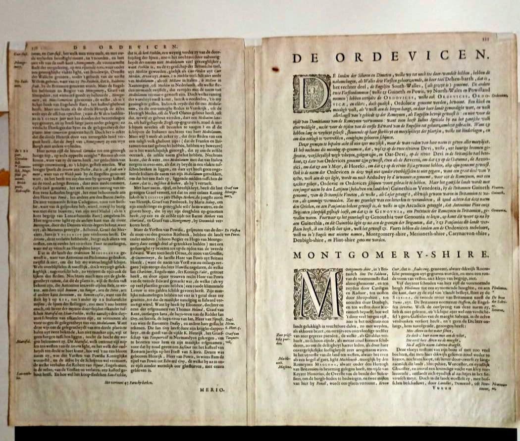 額装品　西洋古地図　1664年　J.ブラウ　ウェールズ・モンゴメリー州