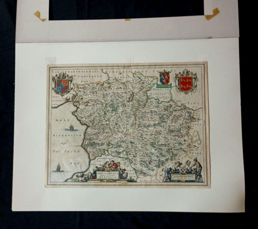額装品　西洋古地図　1664年　J.ブラウ　ウェールズ・モンゴメリー州
