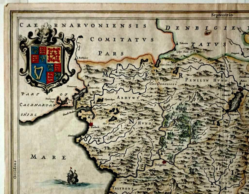 額装品　西洋古地図　1664年　J.ブラウ　ウェールズ・モンゴメリー州