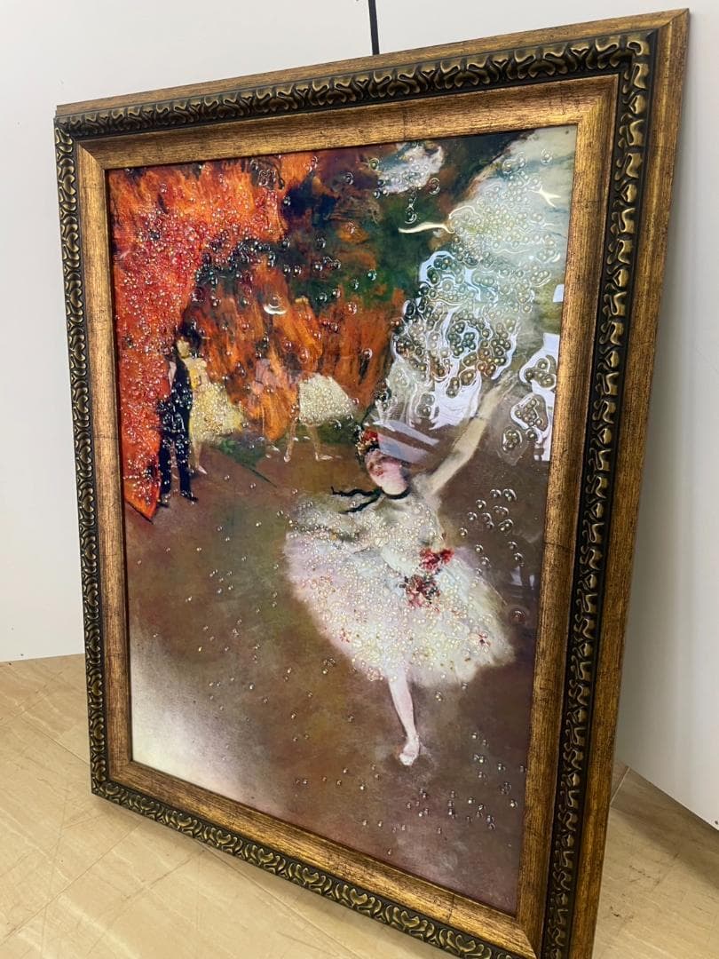 ドガ　エトワール　舞台の踊り子　水晶絵　名画　絵画　額縁　額絵　壁掛け　アート