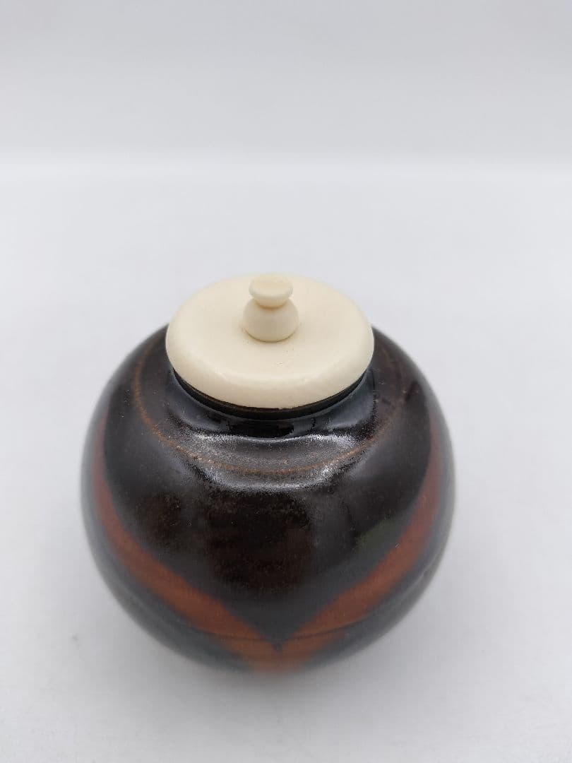 c363 【新品・未使用】茶入 大名物 漢作唐物 福原茄子 龍喜窯 木箱 茶道具