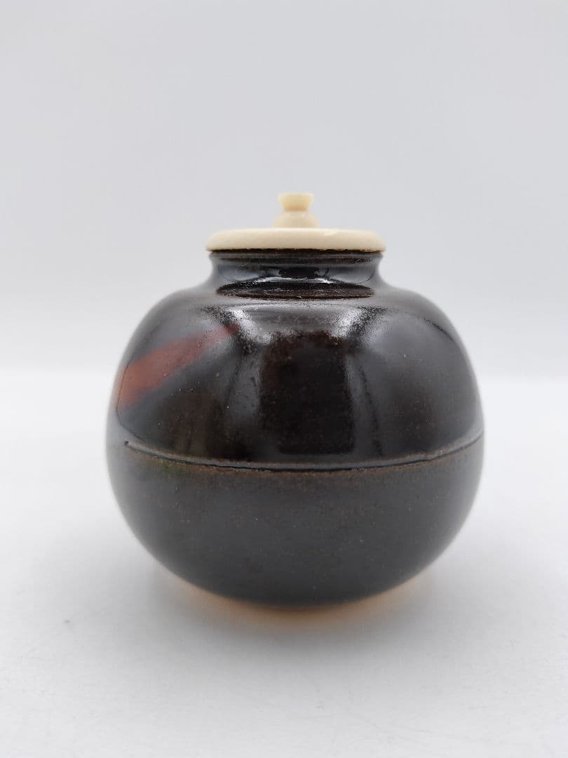 c363 【新品・未使用】茶入 大名物 漢作唐物 福原茄子 龍喜窯 木箱 茶道具