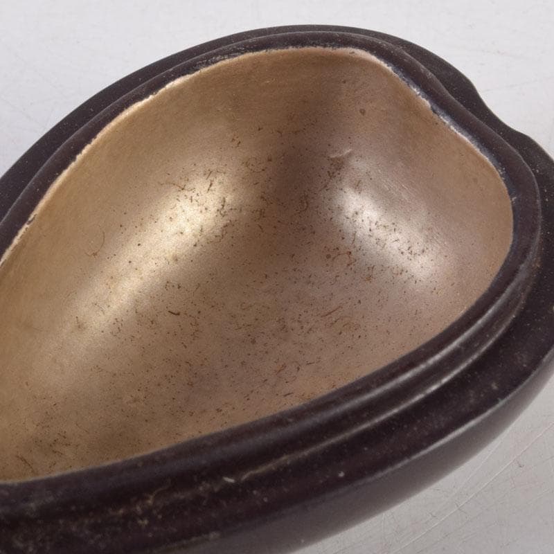 茶道具　漆塗　内銀溜　茄子形　香合　時代箱　V　8547