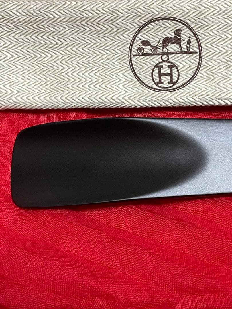新品★HERMES エルメスシューホーン 黒　靴べら