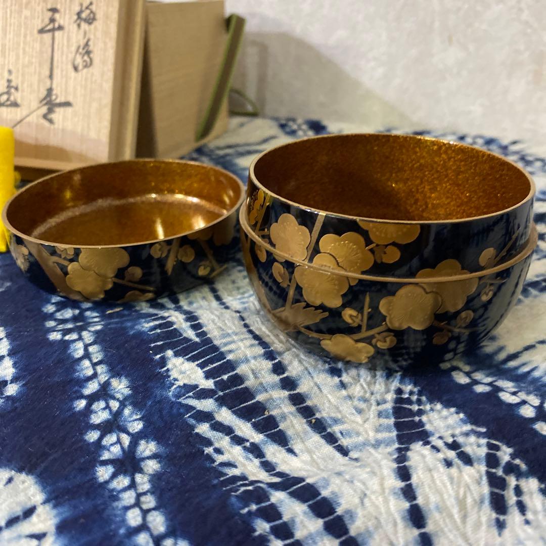 飯田光秋　梅蒔絵平棗　茶道具