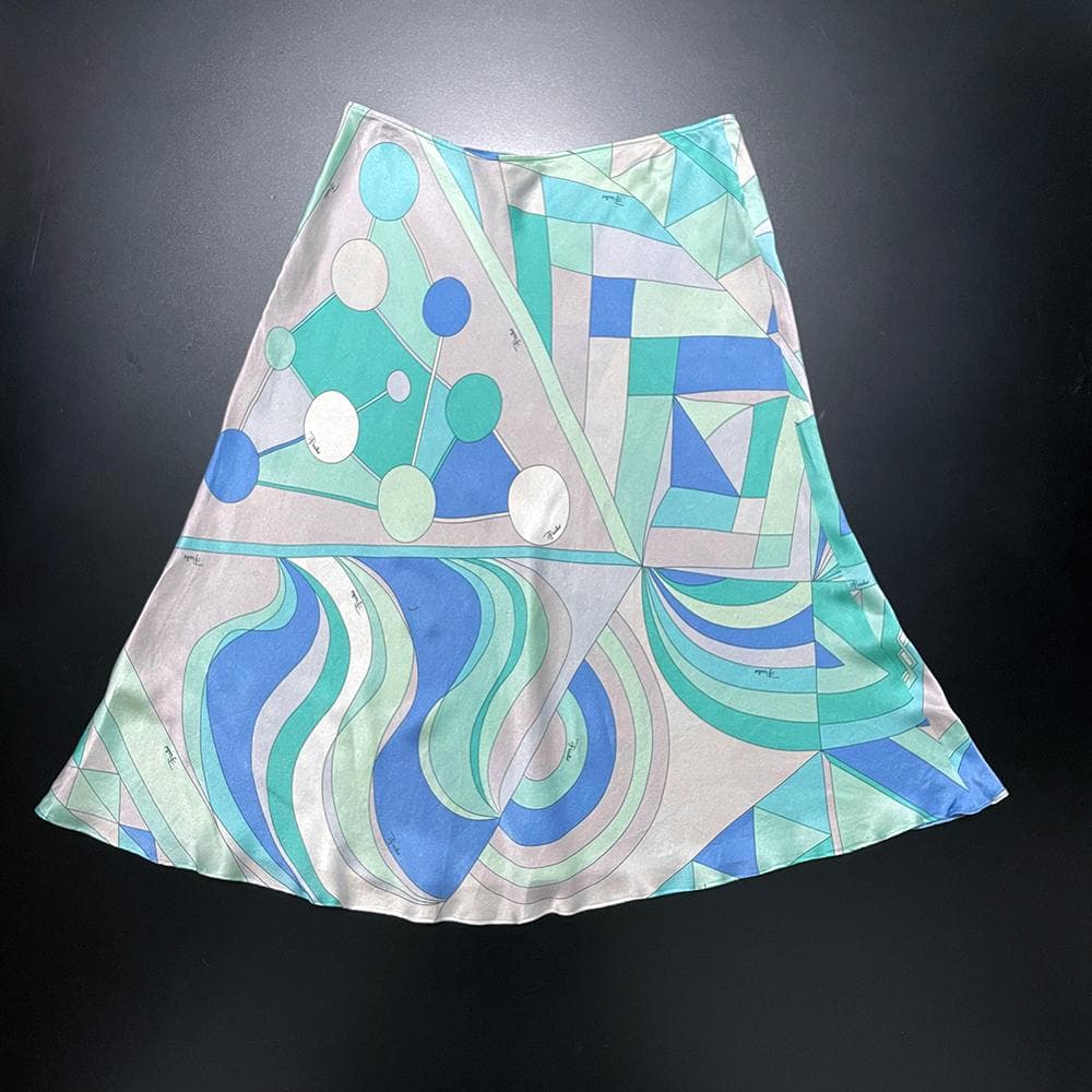 イタリア製 エミリオプッチ シルク100％ プッチ柄 フレアスカート 38