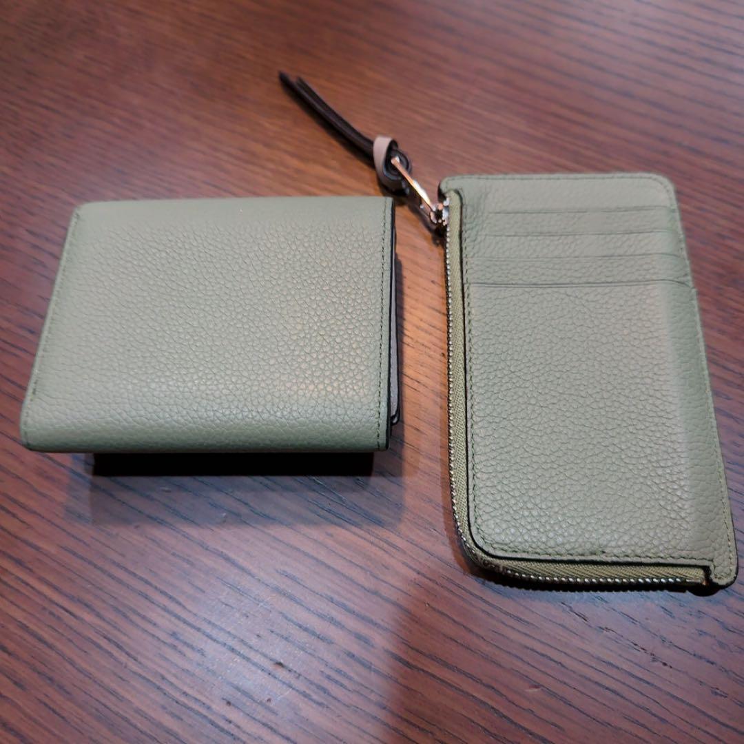 ロエベLOEWE 三つ折り財布＆カードホルダーセット　ローズマリータン