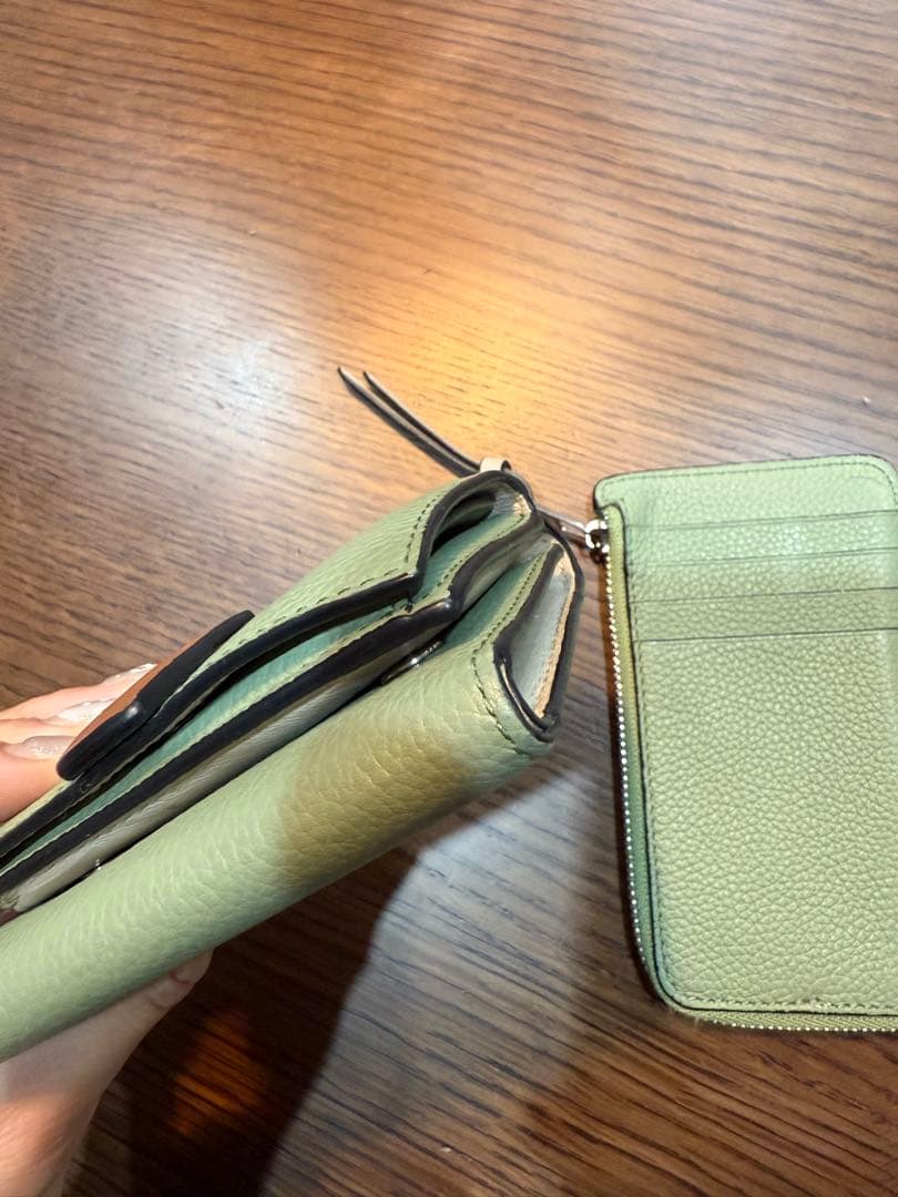 ロエベLOEWE 三つ折り財布＆カードホルダーセット　ローズマリータン