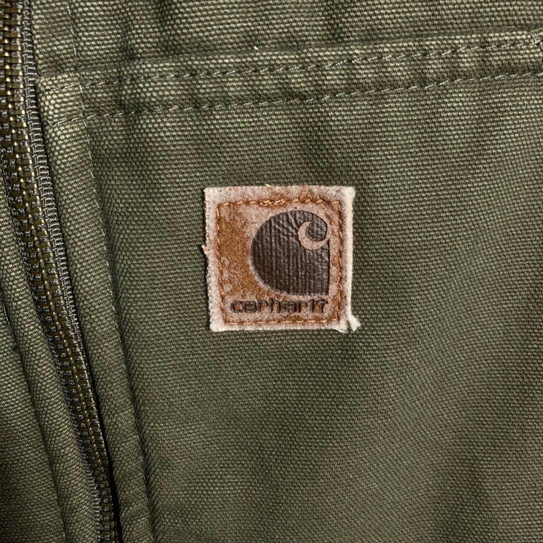 【2XLサイズ】Carhartt フルジップベスト 革ロゴ 企業ロゴ LOV.