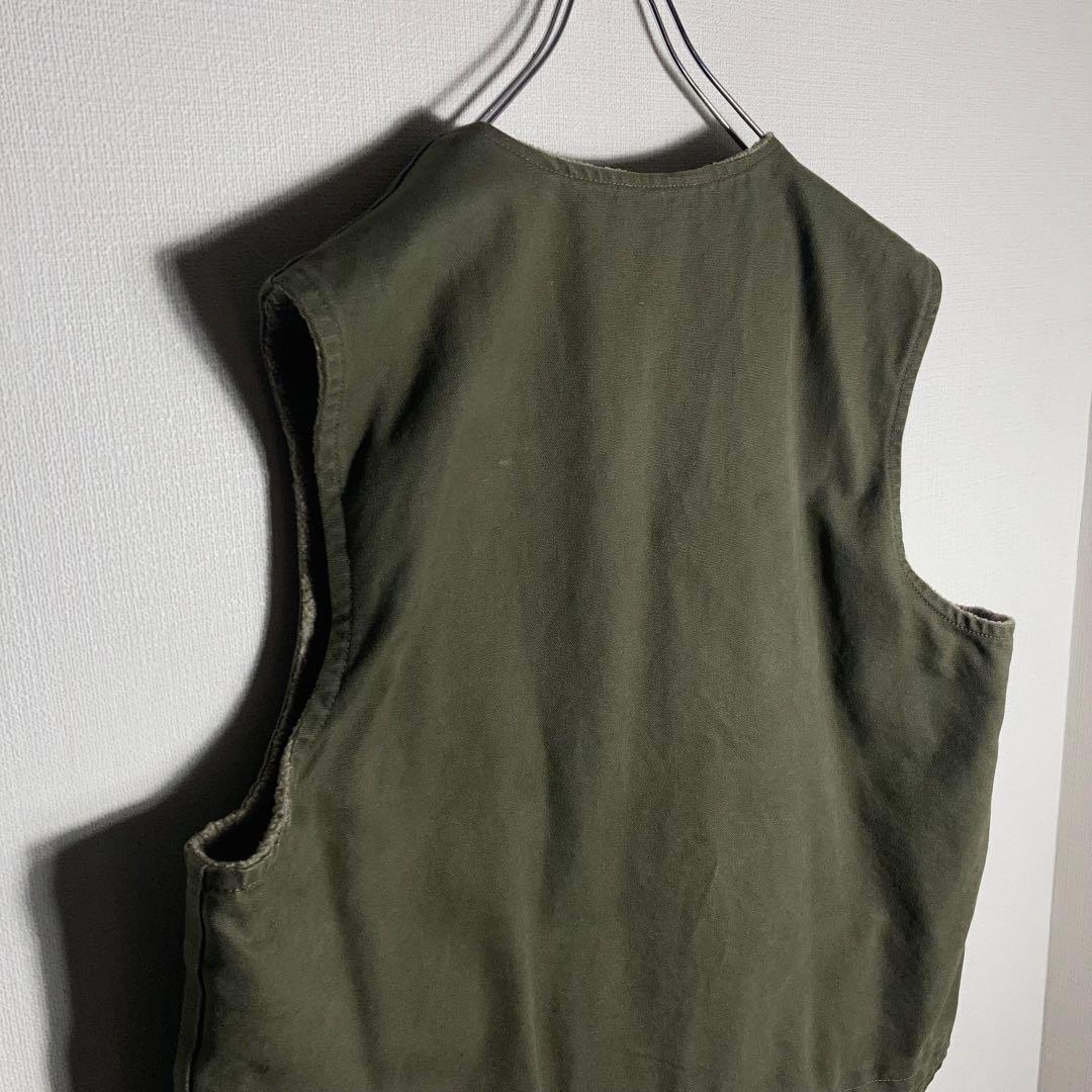 【2XLサイズ】Carhartt フルジップベスト 革ロゴ 企業ロゴ LOV.