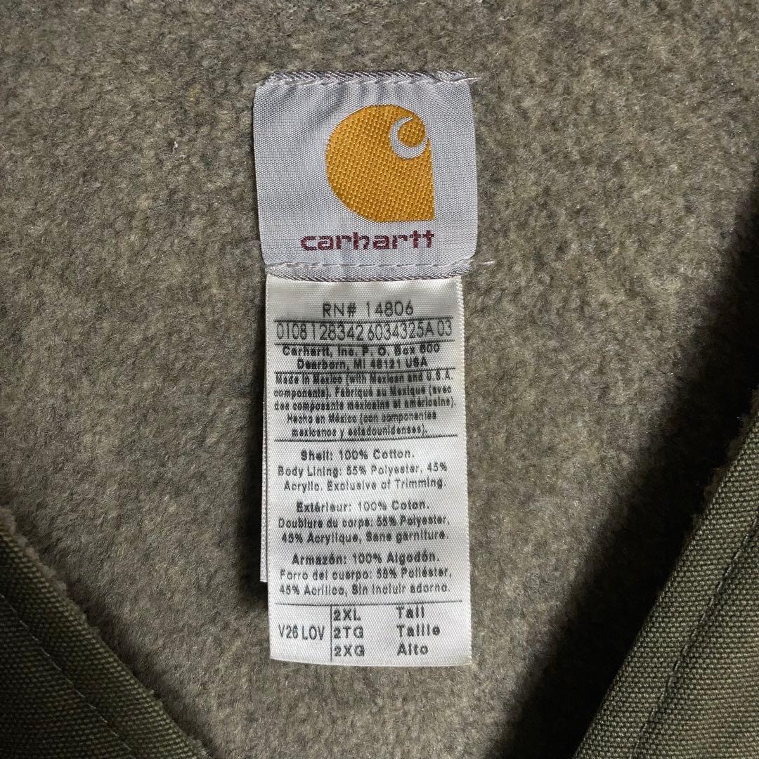 【2XLサイズ】Carhartt フルジップベスト 革ロゴ 企業ロゴ LOV.