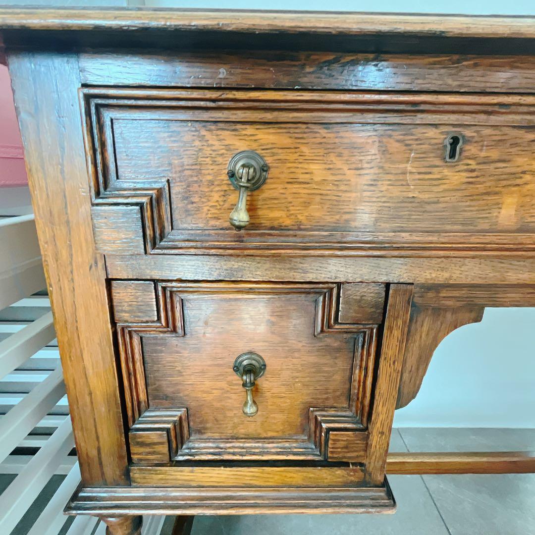 アンティーク 木製デスク 4引き出し