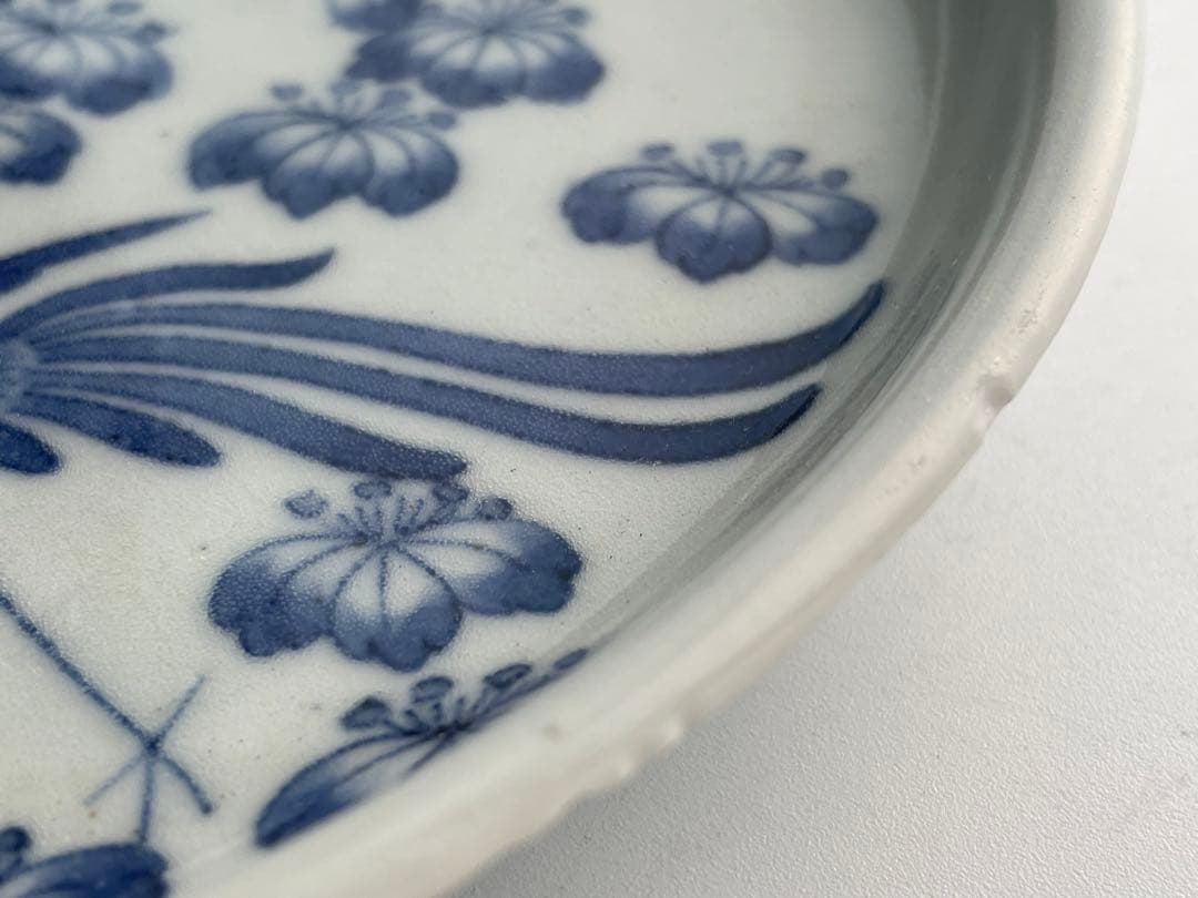 骨董　アンティーク　藍柿右衛門　桐鳳凰文様　六寸皿　丸皿　中皿　古伊万里　藍九谷