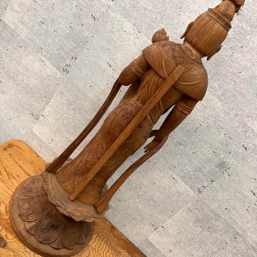 昭和レトロ 木製 木彫り 観音像 観音菩薩 置物 オブジェ インテリア