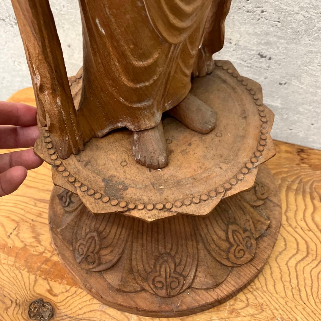 昭和レトロ 木製 木彫り 観音像 観音菩薩 置物 オブジェ インテリア