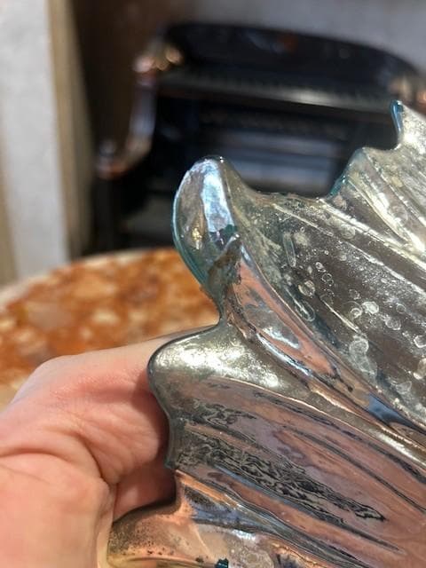 ガラス皿　エメラルド【剥がれあり】