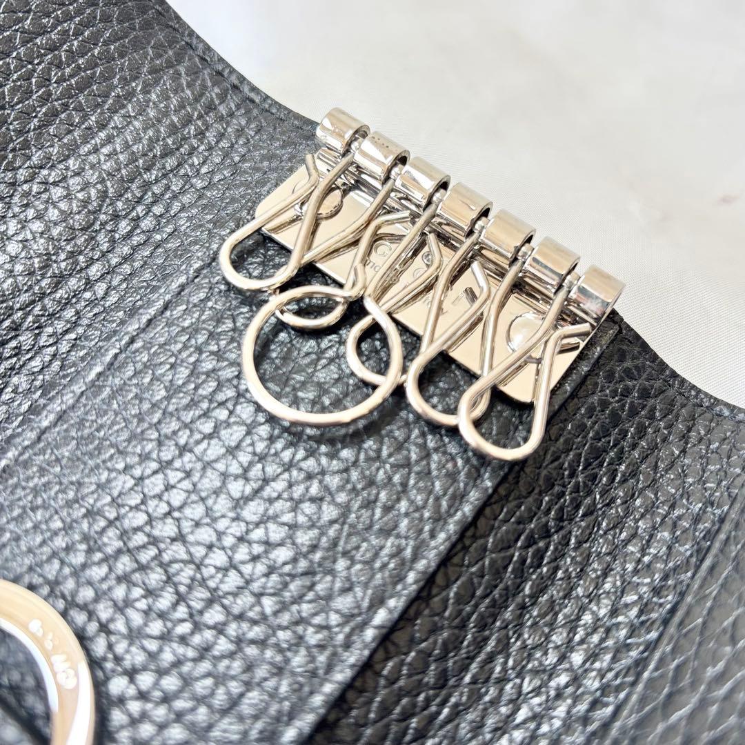 【極美品】　グッチ　GGメタル　6連 キーケース　キーフック　キーリング　シボ革