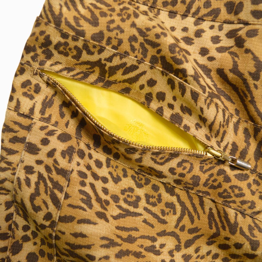 VERSACEヴェルサーチ イタリア製シルク100%レオパード柄膝上丈スカートM