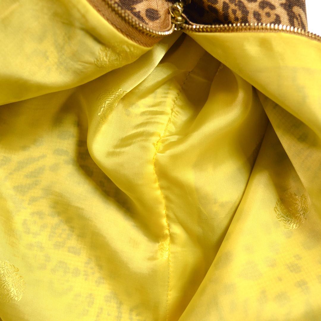 VERSACEヴェルサーチ イタリア製シルク100%レオパード柄膝上丈スカートM