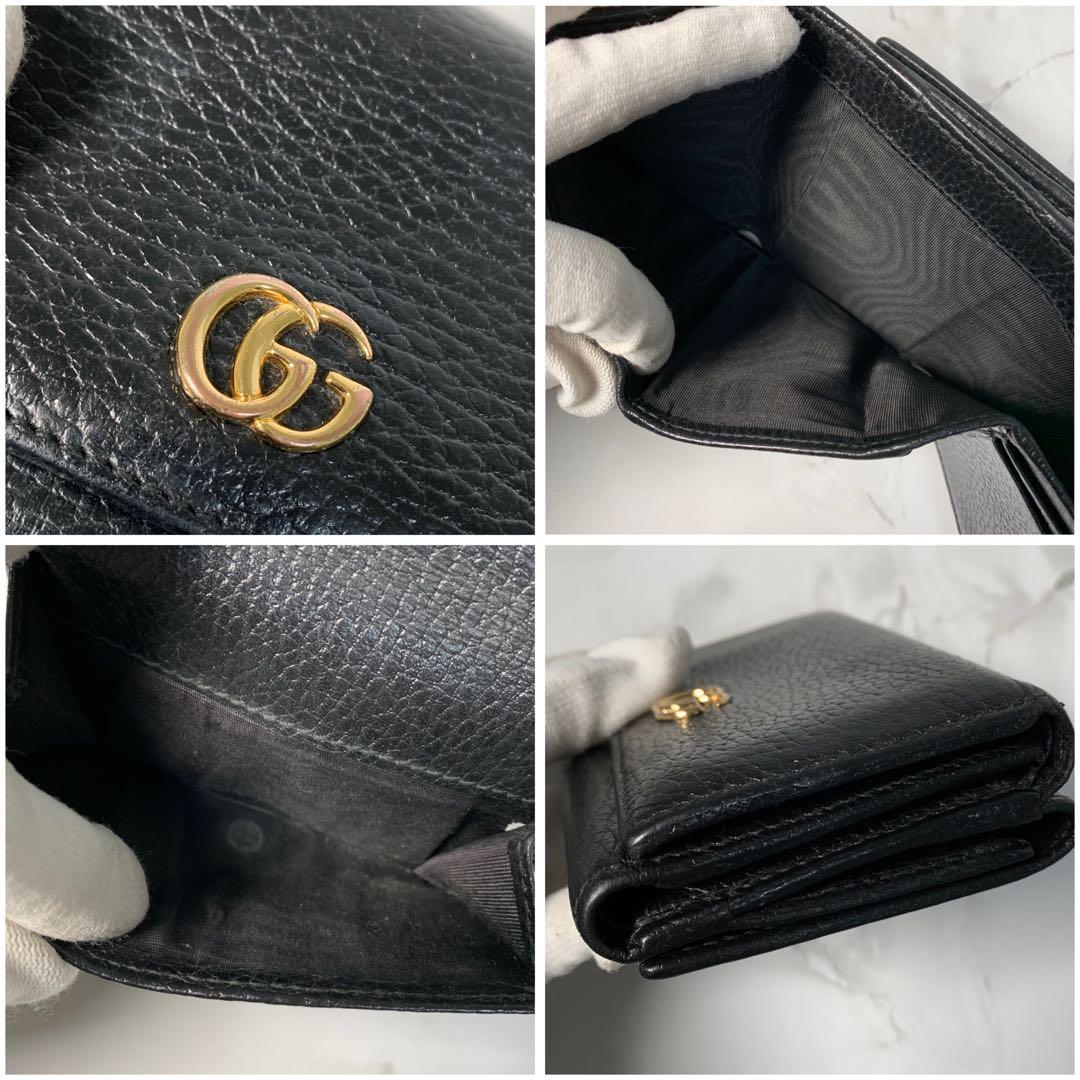 美品✨グッチ 三つ折り財布 ウォレット GGマーモント レザー ブラック