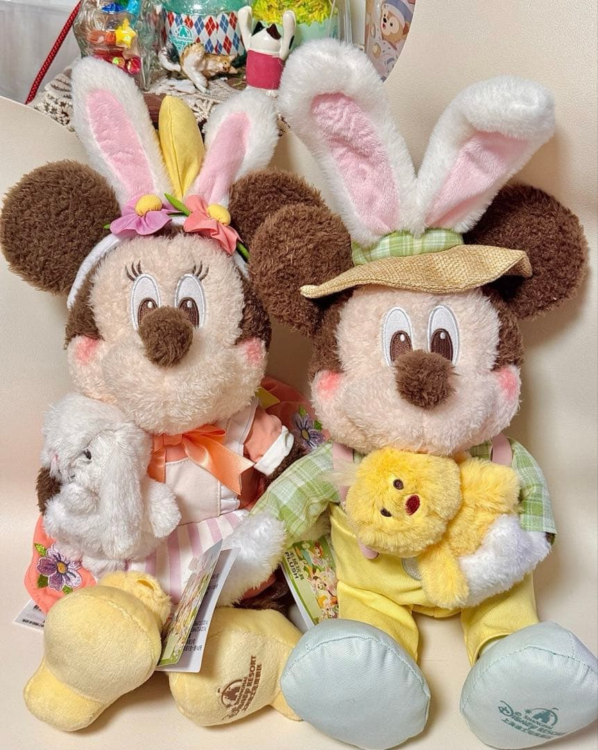 【お顔厳選】上海ディズニー　春限定ミッキーマウス＆ミニーマウスぬいぐるみセット