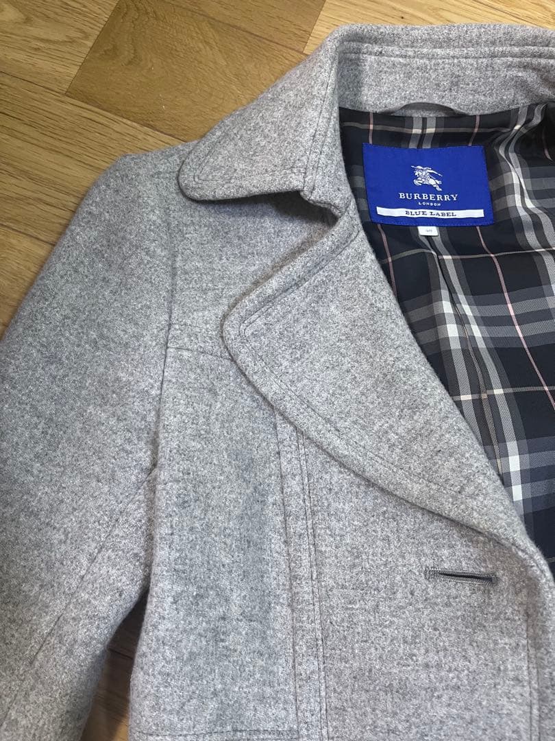 【ほぼ未使用】バーバリーブルーレーベル　アンゴラ混　Pコート　40
