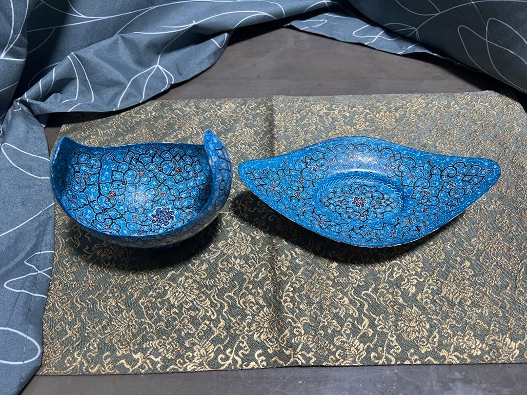 ミナカリ キャンディディッシュ＆プレート 金属製 ペルシャ 細密画 菓子器