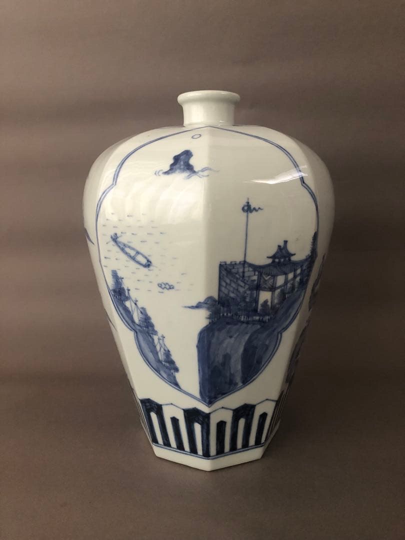 朝鮮陶器　染付青花雲堂手　壺