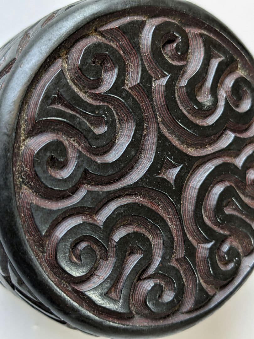 ♦中国 古美術品 骨董品 古玩 堆朱 堆黒 盒子 香合 漆芸 漆器 骨董品