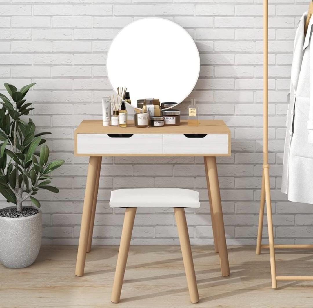 シンプルドレッサー・鏡台（ホワイト）