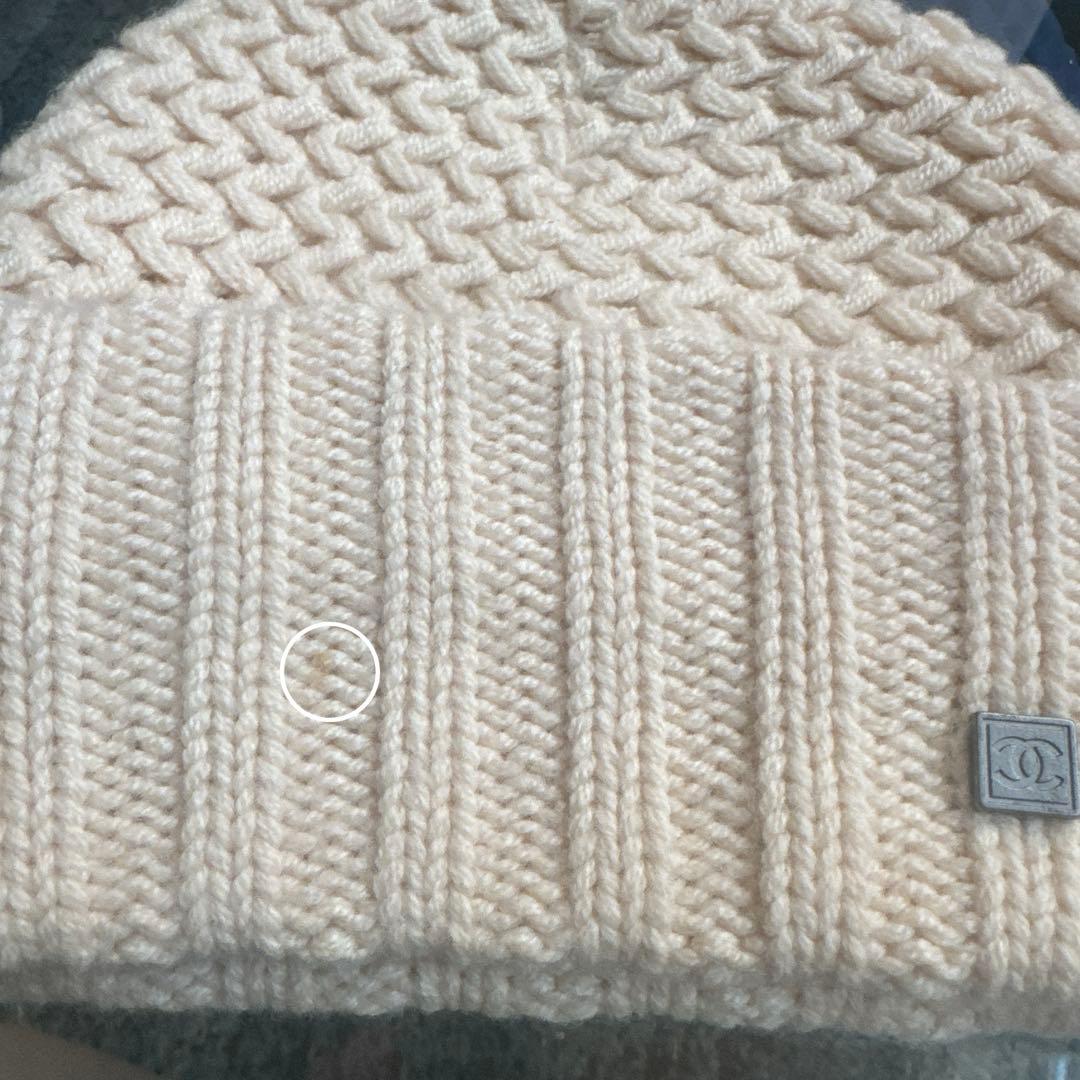 CHANEL カシミヤ ニット帽 ベージュ　アイボリー　ホワイト系