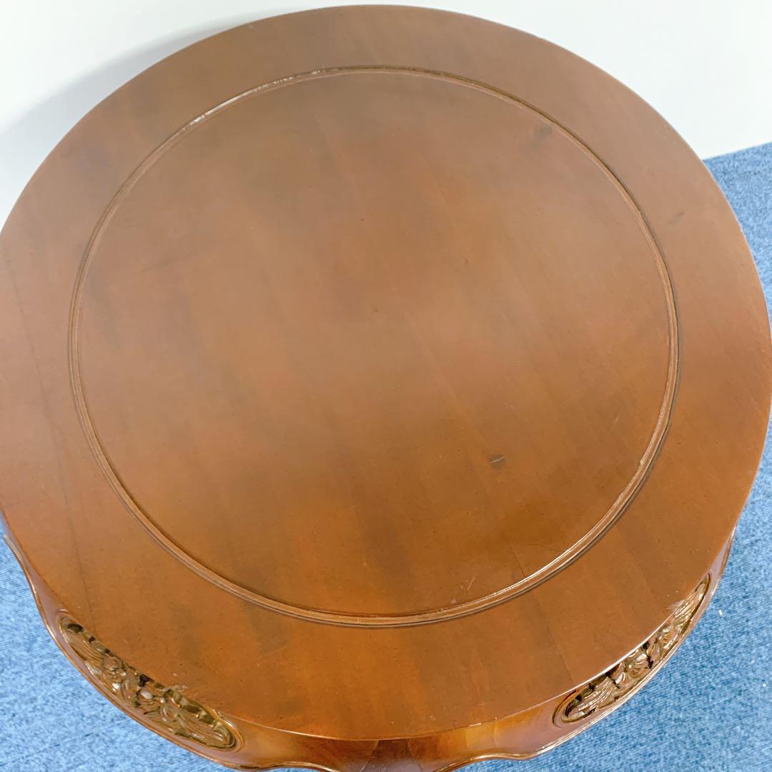【稀少品】唐木家具 彫刻円形テーブル 猫脚センターテーブル 李朝家具 花梨