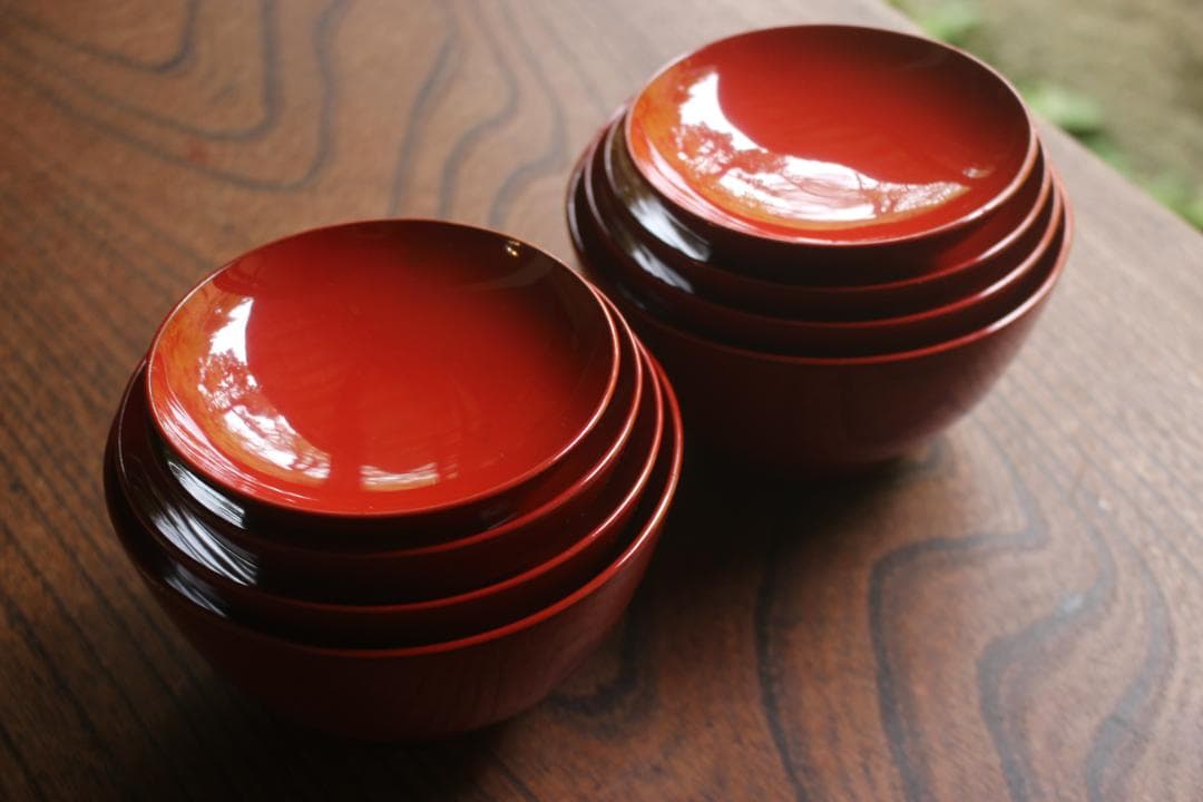 デッドストック！極上朱漆の美しい輪島塗の四つ椀（検漆器漆椀懐石四つ組椀茶道具