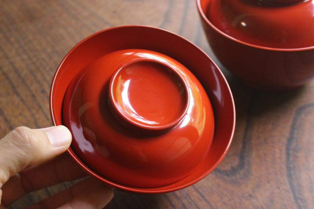 デッドストック！極上朱漆の美しい輪島塗の四つ椀（検漆器漆椀懐石四つ組椀茶道具