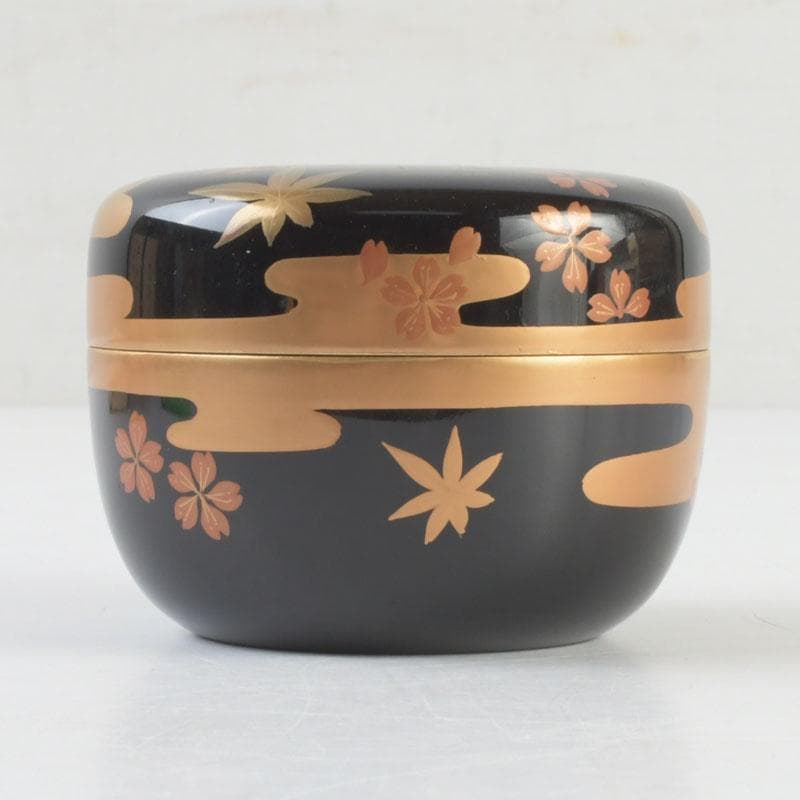 茶道具　山中塗　中村宗悦作　霞雲錦蒔絵　平棗　共箱　V　9305