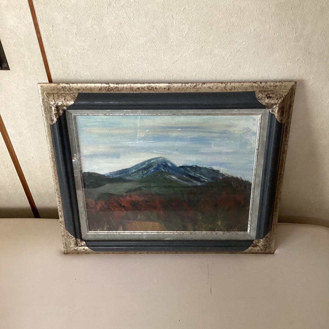 無落款　　作者不詳　　油彩画　　タイトル　《　晩秋　》　額装仕立　　肉筆画