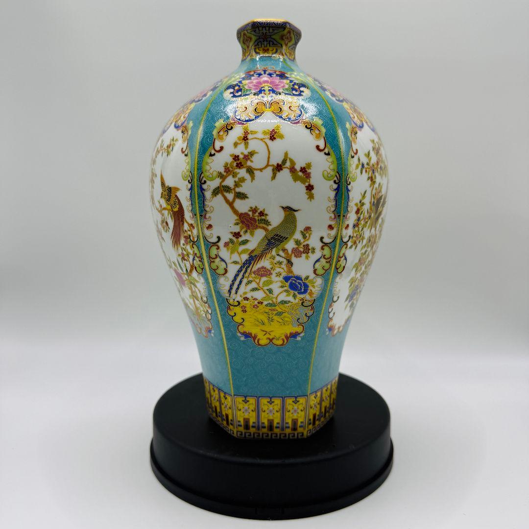 L107 六方花鳥梅瓶骨董磁器