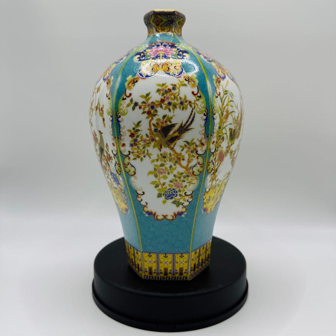 L107 六方花鳥梅瓶骨董磁器