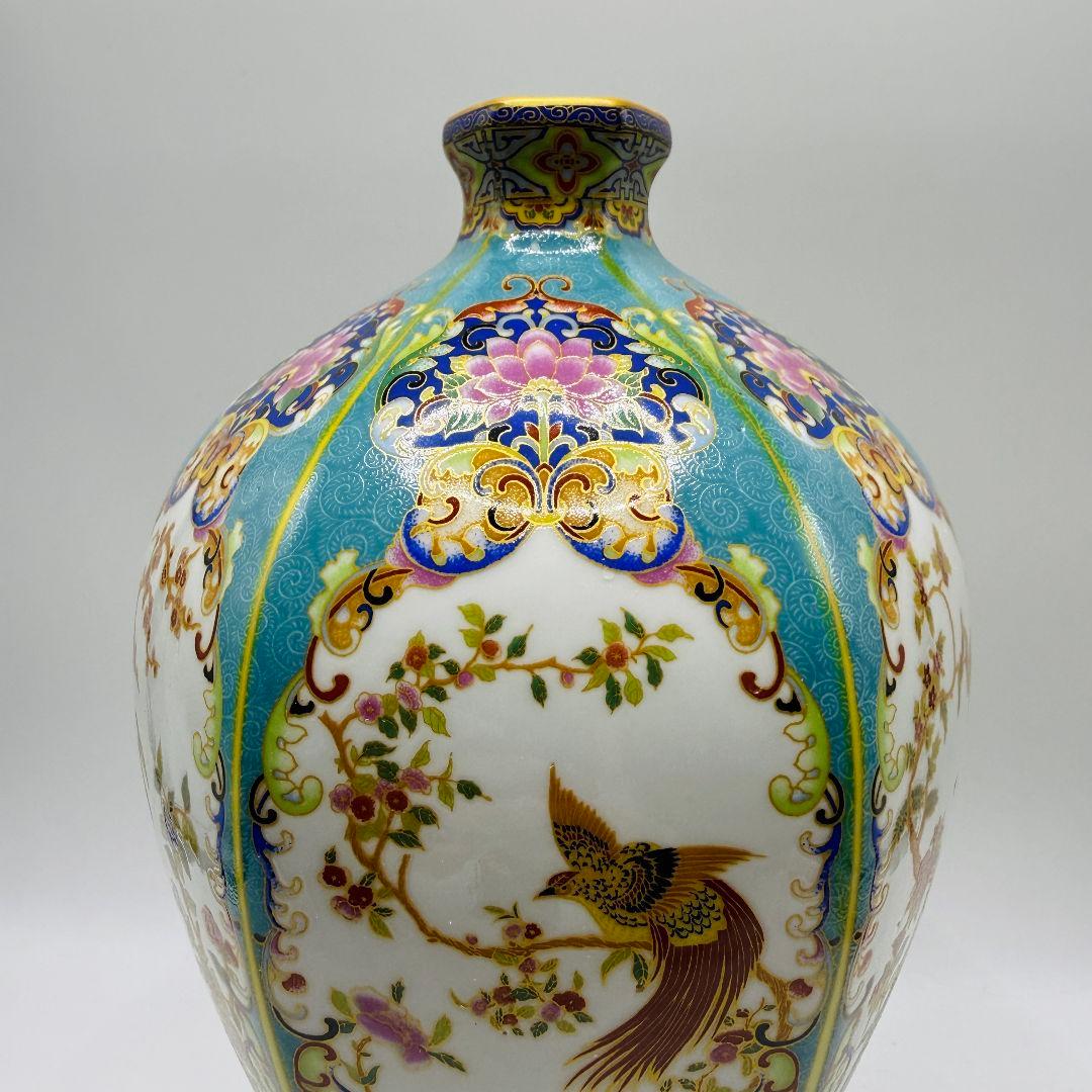 L107 六方花鳥梅瓶骨董磁器