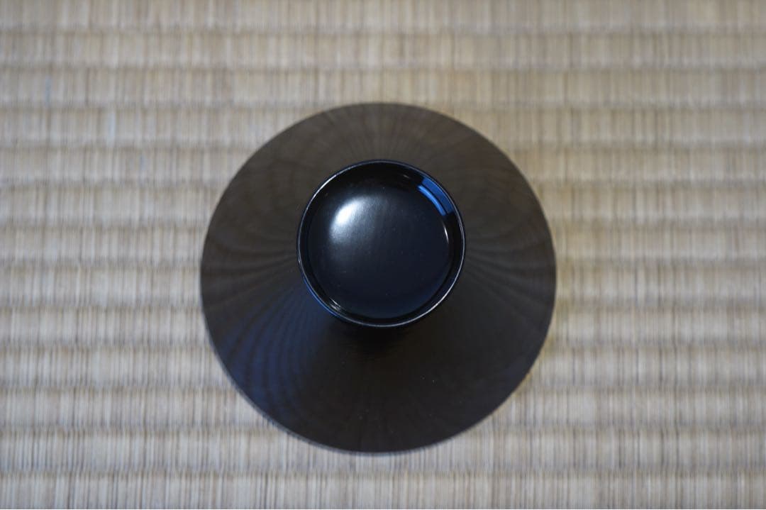 梅花松葉蒔絵・沈金風金円文(竹線刻) 黒漆吸物椀 2客/輪島塗 木製漆器 茶懐石