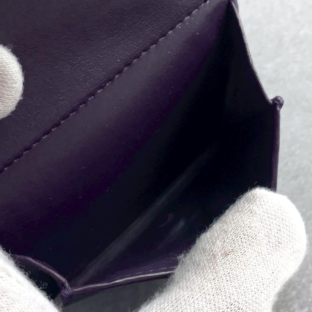 【極美品】 ロエベ トライフォールド アナグラム タン 三つ折り財布 パープル
